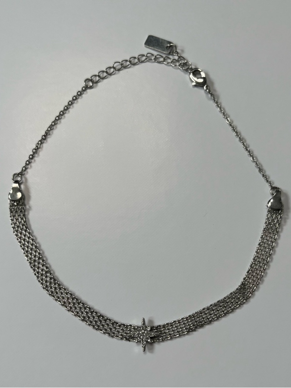 Silver Tone Star Pendant Choker Necklace - Women Jewelry